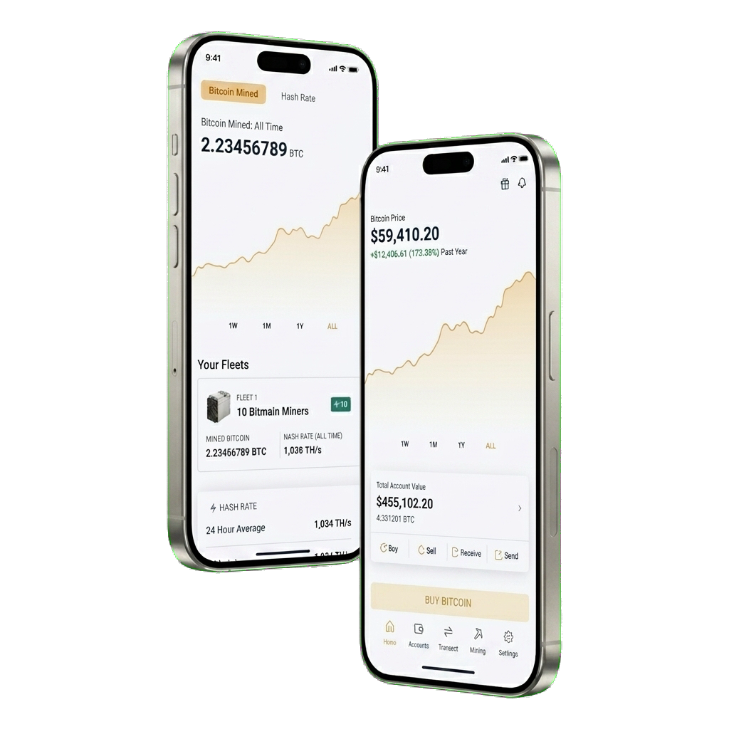 Screenshot of two phones showing mobile app
